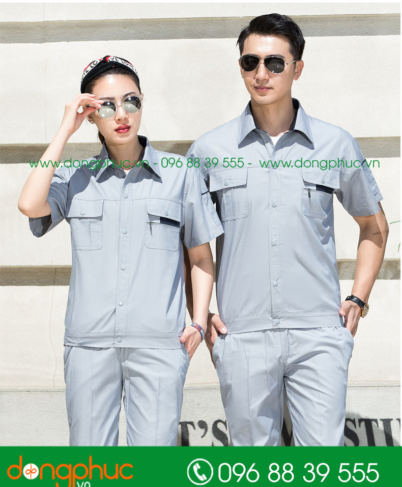 Mẫu bảo hộ màu ghi cộc tay